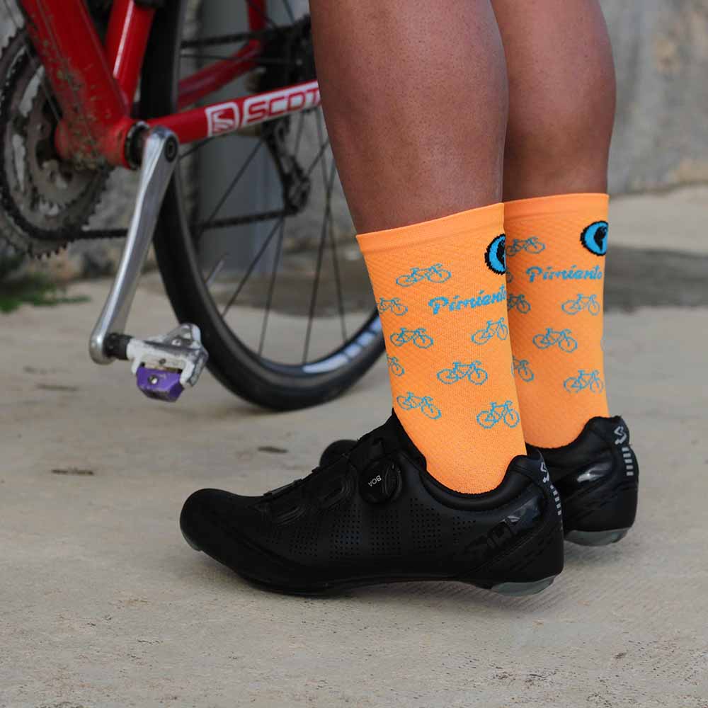Calcetines ciclismo bicis | Calcetines naranjas ciclismo Ciclismo