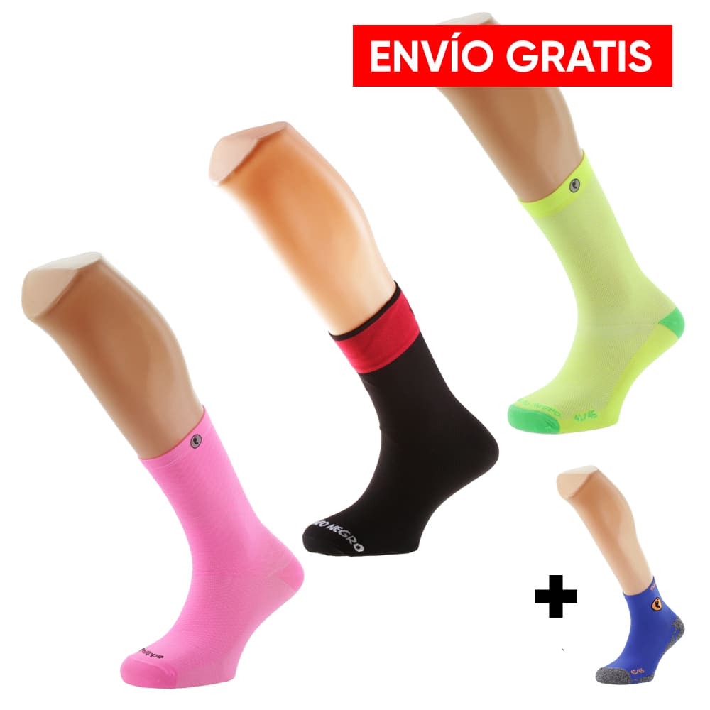 Calcetines ciclismo rosa/azul medios
